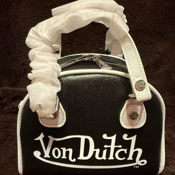 Von Dutch Classic 51 Black Bowling Crossbody Handbag NWT - Picture 1 of 6